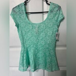 No Boundaries Mint Green Lace Blouse